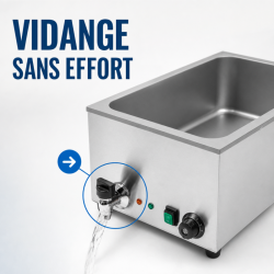 Bain-Marie Pro GN 1/1 20 L 1200 W Inox con Scarico