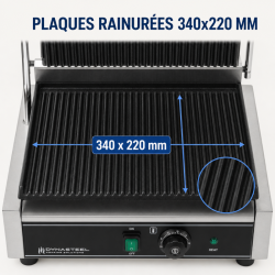 Grill Panini Pro 2200 W Rigato 340x220 mm Inox