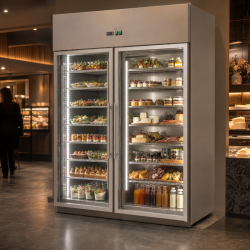 Armadio Refrigerato Positivo 1400 L 2 Porte Vetrate GN 2/1
