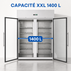 Armadio Refrigerato Positivo 1400 L 2 Porte Vetrate GN 2/1
