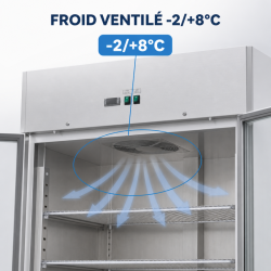 Armadio Refrigerato Positivo 1400 L 2 Porte Vetrate GN 2/1