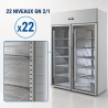 Armadio Refrigerato Positivo 1400 L 2 Porte Vetrate GN 2/1