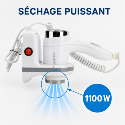 Asciugacapelli da Parete 1100 W Bianco ABS | Hotel & CHR