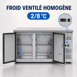 Tavolo Refrigerato Positivo 2 Porte 228 L Ventilato Inox