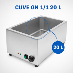 Bain-Marie Professionale GN 1/1 20 L 1200 W Inox