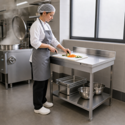 Tavolo Inox 1000x600 mm Alzatina e Ripiano Basso