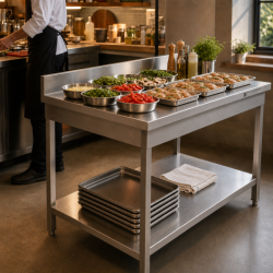 Tavolo Inox 1000x600 mm Alzatina e Ripiano Basso
