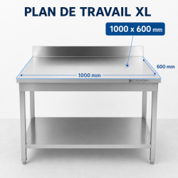 Tavolo Inox 1000x600 mm Alzatina e Ripiano Basso