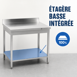 Tavolo Inox 1000x600 mm Alzatina e Ripiano Basso