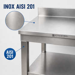 Tavolo Inox 1000x600 mm Alzatina e Ripiano Basso