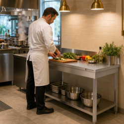 Tavolo Inox 1600x600 mm Alzatina e Ripiano Basso