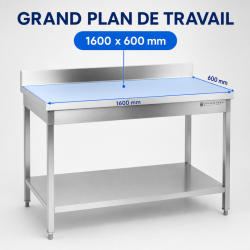 Tavolo Inox 1600x600 mm Alzatina e Ripiano Basso