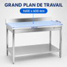 Tavolo Inox 1600x600 mm Alzatina e Ripiano Basso