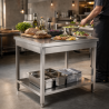 Tavolo Inox 800x600 mm con Ripiano Basso — Pro