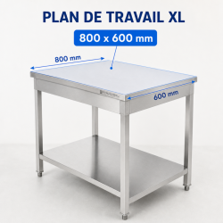 Tavolo Inox 800x600 mm con Ripiano Basso — Pro