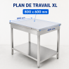 Tavolo Inox 800x600 mm con Ripiano Basso — Pro