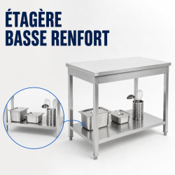 Tavolo Inox 800x600 mm con Ripiano Basso — Pro