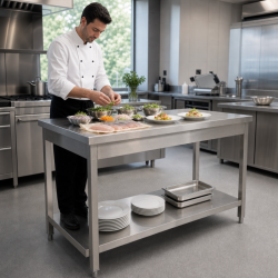 Tavolo Inox 1200x700 mm con Ripiano Inferiore — Pro CHR