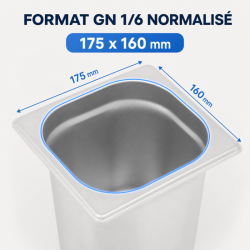 Bac Gastro GN 1/6 Inox Profondità 200 mm - 3,4 L