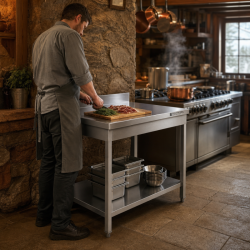 Tavolo Inox 800x700 mm Alzatina e Ripiano Basso