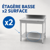 Tavolo Inox 800x700 mm Alzatina e Ripiano Basso