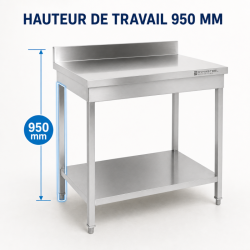 Tavolo Inox 800x700 mm Alzatina e Ripiano Basso