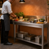 Tavolo Inox 1400x700 mm Alzatina e Ripiano Basso