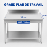 Tavolo Inox 1400x700 mm Alzatina e Ripiano Basso