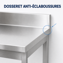 Tavolo Inox 1400x700 mm Alzatina e Ripiano Basso