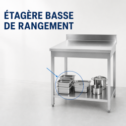 Tavolo Inox 1400x700 mm Alzatina e Ripiano Basso