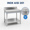 Tavolo Inox 1400x700 mm Alzatina e Ripiano Basso