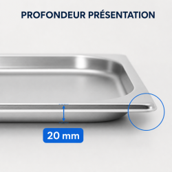 Vaschetta Gastro GN 1/3 Inox 20 mm - Compatibile Lavastoviglie