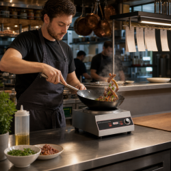 Wok a Induzione Pro 3500 W Inox — Zona Concava Ø227