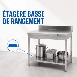 Tavolo Inox 1600x700 mm Alzatina e Ripiano Basso
