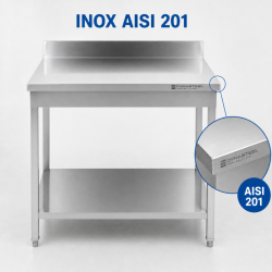 Tavolo Inox 1600x700 mm Alzatina e Ripiano Basso