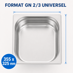 Bac Gastro GN 2/3 Inox 9 L - Profondità 100 mm