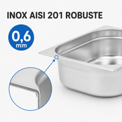 Bac Gastro GN 2/3 Inox 9 L - Profondità 100 mm