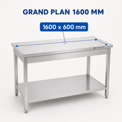 Tavolo Inox 1600 x 600 mm con Ripiano Inferiore — AISI 201