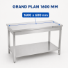 Tavolo Inox 1600 x 600 mm con Ripiano Inferiore — AISI 201