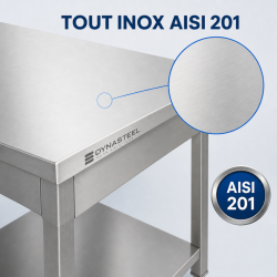 Tavolo Inox 1600 x 600 mm con Ripiano Inferiore — AISI 201