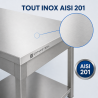 Tavolo Inox 1600 x 600 mm con Ripiano Inferiore — AISI 201