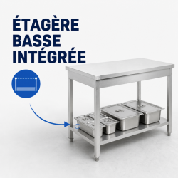 Tavolo Inox 1600 x 600 mm con Ripiano Inferiore — AISI 201