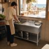 Lavello Inox 1 Vasca Scolapiatti Destra - L 1000 x P 600 mm