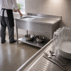 Lavello Inox 1 Vasca Scolapiatti Destra - L 1000 x P 600 mm