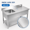 Lavello Inox 1 Vasca Scolapiatti Destra - L 1000 x P 600 mm