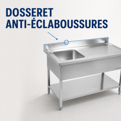 Lavello Inox 1 Vasca Scolapiatti Destra - L 1000 x P 600 mm