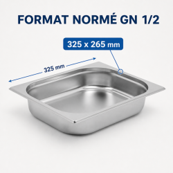 Bac Gastro GN 1/2 Inox - 65 mm - 4 L - Cucina Pro