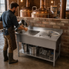 Lavello Inox 1 Vasca 1200x600 mm, Scolapiatti Destro, Alzatina