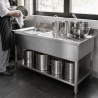 Lavello Inox 1 Vasca 1200x600 mm, Scolapiatti Destro, Alzatina