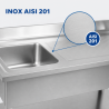 Lavello Inox 1 Vasca 1200x600 mm, Scolapiatti Destro, Alzatina